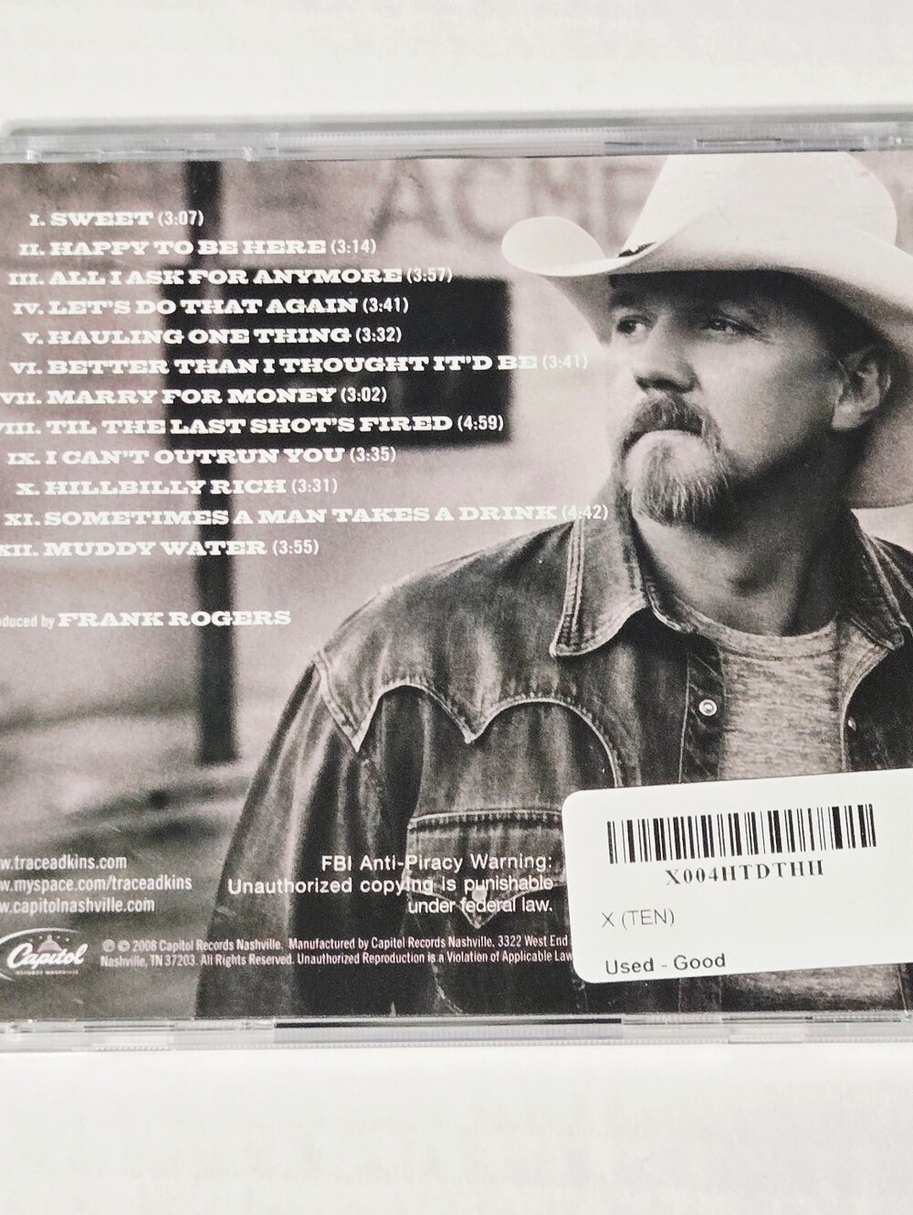 X Trace Adkins CD 2008 Country Music Album Capitol Records Tested - Picture 2 of 5